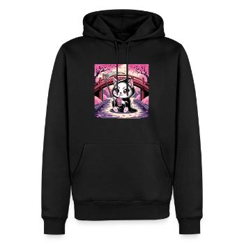 Sensenmann Anime Katze Kirschblüte - Männer Premium Bio Hoodie - Schwarz - Vorne - Nico (187cm)