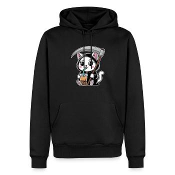 Sensenmann Anime Katze Kirschblüte - Männer Premium Bio Hoodie - Schwarz - Vorne - Nico (187cm)