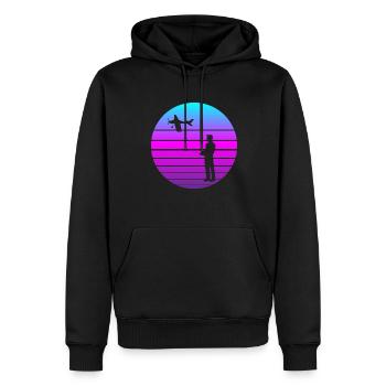 Modèle d’avion RC Volant Rétro Vintage Cadeau - Sweat à capuche Premium bio Homme - noir - Devant - Nico (187cm)