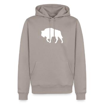 Bison Bison Bison Forêt Animaux Amoureux des animaux Cadeau - Sweat à capuche Premium bio Homme - taupe - Devant - Nico (187cm)