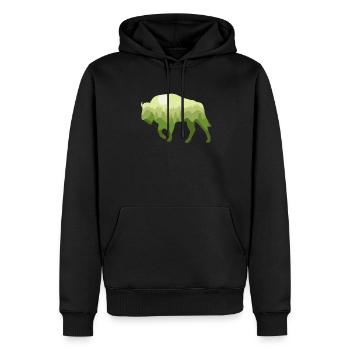 Bison Wisent Wald Natur Landschaft Geschenk - Männer Premium Bio Hoodie - Schwarz - Vorne - Nico (187cm)