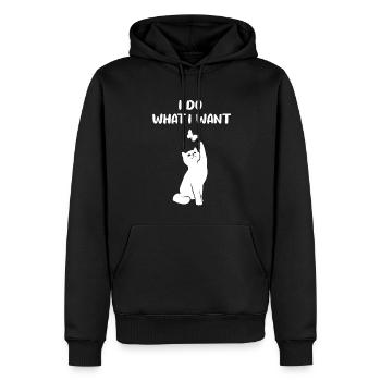 Chat et papillon Drôle de dicton Cadeau - Sweat à capuche Premium bio Homme - noir - Devant - Nico (187cm)