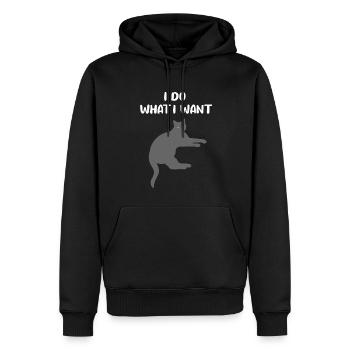 Chat Chat chaton drôle dire cadeau - Sweat à capuche Premium bio Homme - noir - Devant - Nico (187cm)