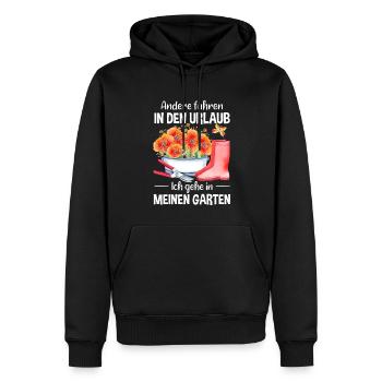 Garten Urlaub Lustiger Spruch Gärtner Geschenkidee - Männer Premium Bio Hoodie - Schwarz - Vorne - Nico (187cm)