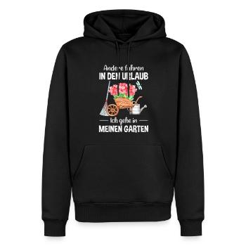 Garten Urlaub Lustiger Spruch Gärtner Geschenkidee - Männer Premium Bio Hoodie - Schwarz - Vorne - Nico (187cm)