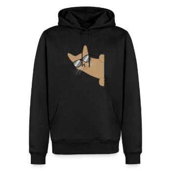 Katze Mit Sonnenbrille Lustiges Kätzchen Geschenk - Männer Premium Bio Hoodie - Schwarz - Vorne - Nico (187cm)