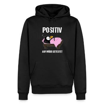 Schlafender Pinguin Lustiger Spruch Geschenk - Männer Premium Bio Hoodie - Schwarz - Vorne - Nico (187cm)