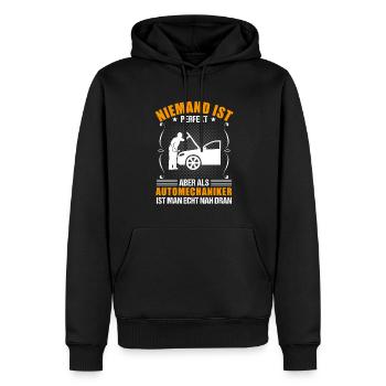 Automechaniker Beruf Lustiger Spruch Geschenk - Männer Premium Bio Hoodie - Schwarz - Vorne - Nico (187cm)