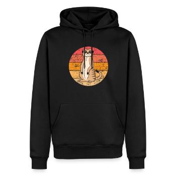 Meerkat Lover Retro Gift Funny Animals - Men’s Premium Organic Hoodie - black - Front - Nico (187cm)
