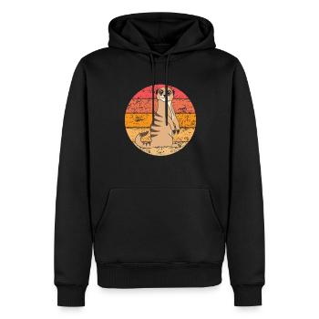 Meerkat Lover Retro Gift Funny Animals - Men’s Premium Organic Hoodie - black - Front - Nico (187cm)