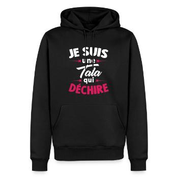 Je Suis Une Tata Qui Déchire - Sweat à capuche Premium bio Homme - noir - Devant - Nico (187cm)