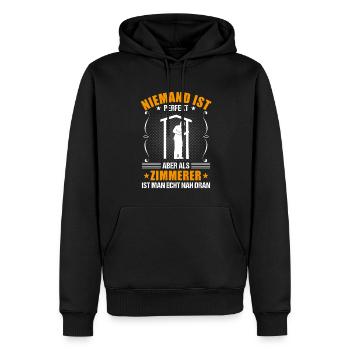 Zimmermann Zimmerer Lustiger Spruch Geschenk - Männer Premium Bio Hoodie - Schwarz - Vorne - Nico (187cm)
