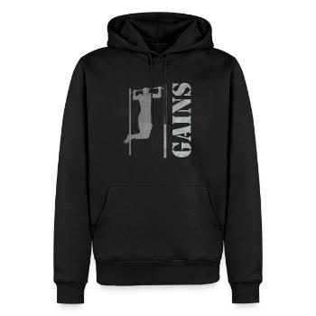 Bodybuilder Kraft Sport Pull-ups Gift - Men’s Premium Organic Hoodie - black - Front - Nico (187cm)