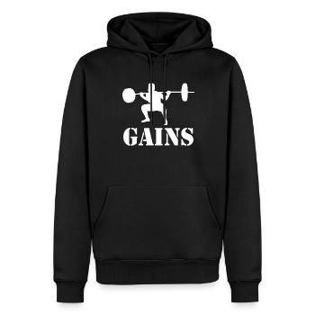 Bodybuilder Force Sport Squats Squats Cadeau - Sweat à capuche Premium bio Homme - noir - Devant - Nico (187cm)