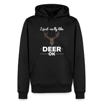 cerf animaux des bois amoureux des animaux dire cadeau - Sweat à capuche Premium bio Homme - noir - Devant - Nico (187cm)