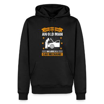 Car mechanic Old man saying gentlemen gift - Men’s Premium Organic Hoodie - black - Front - Nico (187cm)