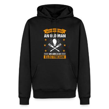 Un vieil homme électricien disant un cadeau pour hommes - Sweat à capuche Premium bio Homme - noir - Devant - Nico (187cm)