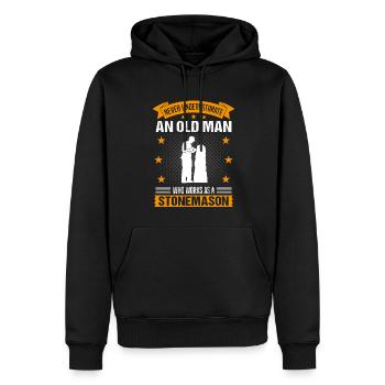 Stonemason Old Man Saying Men's Gift - Men’s Premium Organic Hoodie - black - Front - Nico (187cm)