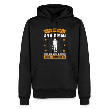 Constructeur de routes Vieil homme Citation Cadeau pour hommes - Sweat à capuche Premium bio Homme - noir - Devant - Nico (187cm)