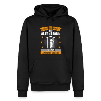Zimmerer Alter Mann Spruch Herren Geschenk - Männer Premium Bio Hoodie - Schwarz - Vorne - Nico (187cm)