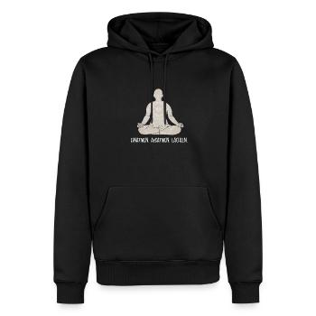 Inspirer, expirer, sourire, Hatha, asanas, Kundalini - Sweat à capuche Premium bio Homme - noir - Devant - Nico (187cm)