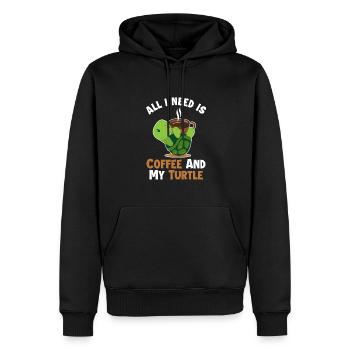 Coffee and my Turtle Tortoise Turtle - Men’s Premium Organic Hoodie - black - Front - Nico (187cm)