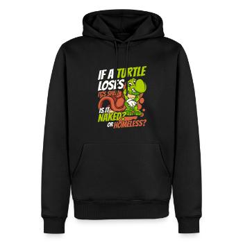 Si une tortue perd sa tortue en carapace - Sweat à capuche Premium bio Homme - noir - Devant - Nico (187cm)