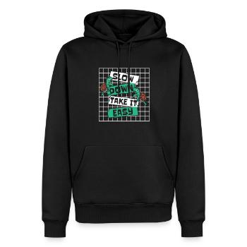 Slow Down Take It Easy Riesenschildkröte - Männer Premium Bio Hoodie - Schwarz - Vorne - Nico (187cm)