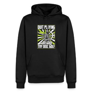Arrêtez de jouer avec des balles Disc Golfer Frisbee Golf - Sweat à capuche Premium bio Homme - noir - Devant - Nico (187cm)