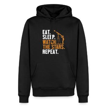 Manger Dormir Regarder Les étoiles répètent cosmologiste - Sweat à capuche Premium bio Homme - noir - Devant - Nico (187cm)