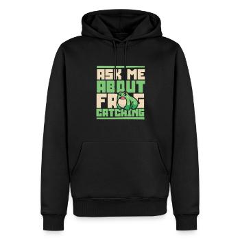 Ask Me About Frog Catching Tadpole Toad - Men’s Premium Organic Hoodie - black - Front - Nico (187cm)