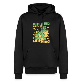 Just A Kid Who Loves Frog Catching Laubfrosch - Männer Premium Bio Hoodie - Schwarz - Vorne - Nico (187cm)