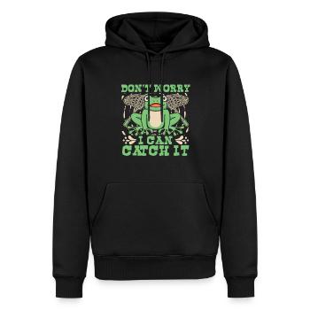 Ne t’inquiète pas, je peux l’attraper Crapaud rainette - Sweat à capuche Premium bio Homme - noir - Devant - Nico (187cm)