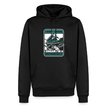 Je ne ronfle pas Je rêve d’être conducteur de motoneige - Sweat à capuche Premium bio Homme - noir - Devant - Nico (187cm)