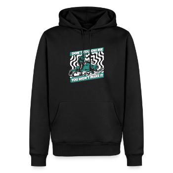 Ne me suivez pas, vous n’en arriverez pas en motoneige - Sweat à capuche Premium bio Homme - noir - Devant - Nico (187cm)