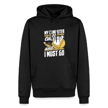 My Computer Is Calling IT-Betrieb Informatiker - Männer Premium Bio Hoodie - Schwarz - Vorne - Nico (187cm)