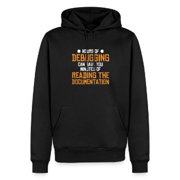 Hours Of Debugging Software Engineer Developer - Men’s Premium Organic Hoodie - black - Front - Nico (187cm)