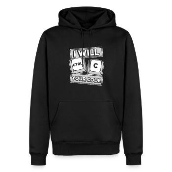 Je vais Ctrl C Votre Codeur Développeur - Sweat à capuche Premium bio Homme - noir - Devant - Nico (187cm)