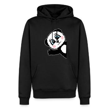 Panda Pandabär Geschenk Damen Herren Kinder - Männer Premium Bio Hoodie - Schwarz - Vorne - Nico (187cm)