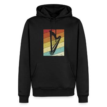 Retro concert harp harp music harp harp player - Men’s Premium Organic Hoodie - black - Front - Nico (187cm)