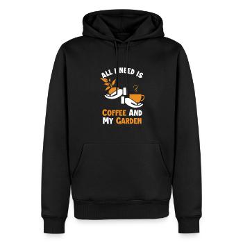 Le café et mon jardin potager - Sweat à capuche Premium bio Homme - noir - Devant - Nico (187cm)