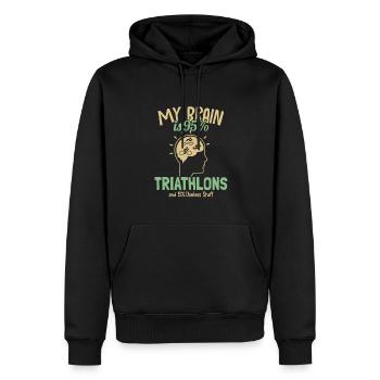 My Brain is 95% Triathlons Triathlet Training - Männer Premium Bio Hoodie - Schwarz - Vorne - Nico (187cm)