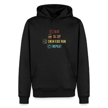 Manger dormir Natation Course Course Répéter l’entraînement des triathlètes - Sweat à capuche Premium bio Homme - noir - Devant - Nico (187cm)