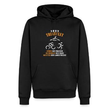 Triathlet König Bezwinger Meister Triathlet Profi - Männer Premium Bio Hoodie - Schwarz - Vorne - Nico (187cm)