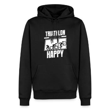 Triathlon Makes Me Happy Training Triathlonrad - Männer Premium Bio Hoodie - Schwarz - Vorne - Nico (187cm)