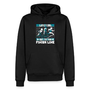 Life Goal Get To The Finish Line Training Profi - Männer Premium Bio Hoodie - Schwarz - Vorne - Nico (187cm)