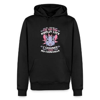 J’ai appris de My Chinchilla Shorttail Longhair - Sweat à capuche Premium bio Homme - noir - Devant - Nico (187cm)