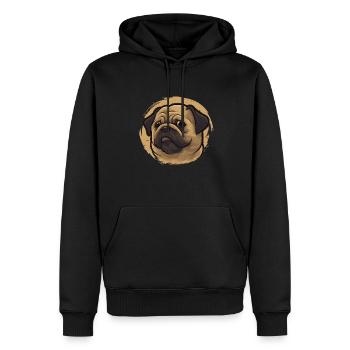 Carlin Wauwau chien à quatre pattes propriétaire chien carlin - Sweat à capuche Premium bio Homme - noir - Devant - Nico (187cm)