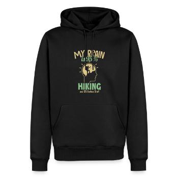 My Brain is 95% Hiking Trekking Bergwandern - Männer Premium Bio Hoodie - Schwarz - Vorne - Nico (187cm)