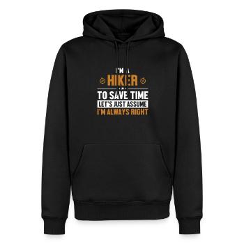 Hiker Let's Assume I'm Right Bergwandern Hiking - Men’s Premium Organic Hoodie - black - Front - Nico (187cm)